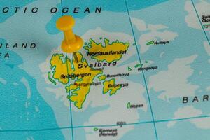 Exploring the unique geography of Svalbard Island on a map photo