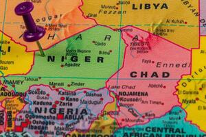 Niger highlighted on a colorful map of West Africa photo