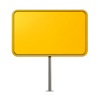 Blank Yellow Sign on a Pole, Ready for Customization png