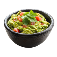 Delicious Guacamole in a Dark Bowl, Ready to Serve png