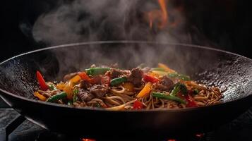 Vibrant Stir Fry with Soba Noodles and Tender Beef for Culinary Inspirations photo