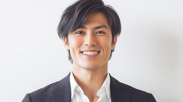 Asian man in suit smiling photo