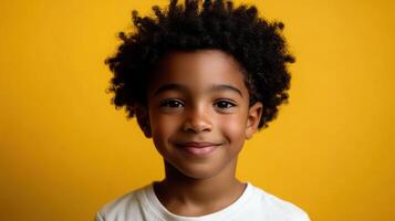 A young african american boy with curly hair photo
