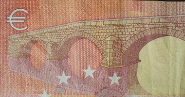 An overview of the 10 euro banknote. Quick frame change with different parts of the banknote in close-up photo