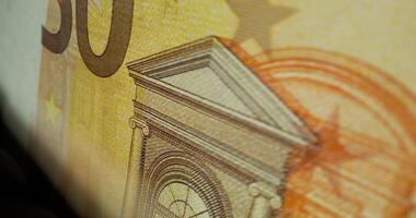 Euro banknotes counting in the counting machine. photo