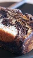 Delicious chocolate swirl cake in close-up view video