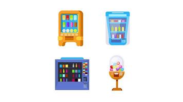 Vending machines and gumball machine isolated on white and green screen video