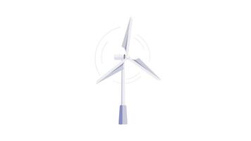 Wind turbine rotating with white and green screen background video