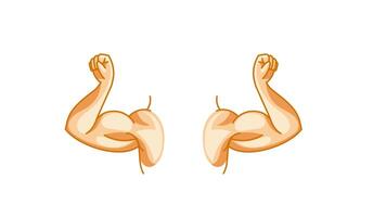 Flexing biceps animation on white and green screen background video