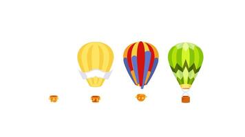 Hot air balloons inflating and taking off animation with alpha channel video