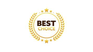 Golden Laurel Wreath with Best Choice wording rotating on white and green screen background video
