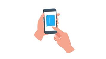 Hands Holding Smartphone with User Manual and Blank Screen on White and Green Screen Background video