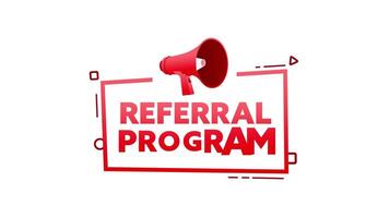 Referral program animation with megaphone on white and green screen video