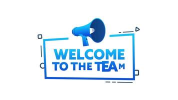 Megaphone announcing welcome to the team with different backgrounds video