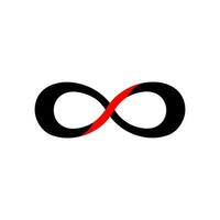 Unique abstract infinity symbol design featuring black and red colors representing continuity and balance vector