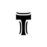Unique black letter T design with artistic curves showcasing modern typography and creativity vector
