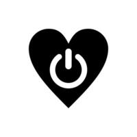 Heart symbol with power button design representing love for technology and connectivity in modern culture vector