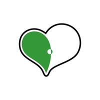 Heart-shaped design featuring green and white colors with a minimalist outline for creative projects and branding vector