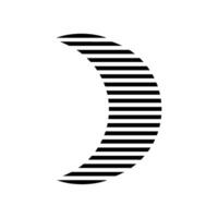 Black and white crescent shape with striped pattern creating a minimalist design for modern art enthusiasts vector