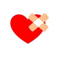 Heart symbol with bandage, representing love and healing in a simplistic manner, suitable for various contexts including health and relationships vector