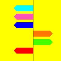 Colorful directional arrows displayed on a bright yellow background create a vibrant visual guide for navigation or instruction vector