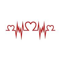 Heart rate pattern with heart symbols in red representing health and vitality in a minimalist design vector