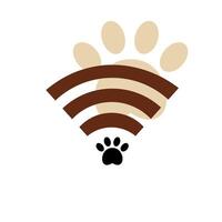 Creative wireless connectivity symbol featuring a paw print against a light background with warm tones vector