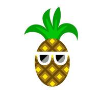 Cool pineapple character with sunglasses and vibrant green leaves on a plain background vector