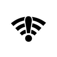 Signal icon with exclamation mark indicating network issues at a digital workspace, wi-fi vector