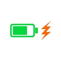 Battery icon with charging symbol representing electrical power and energy vector