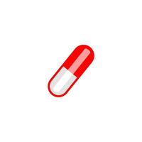 Red and white capsule on a plain background indicating medication use in healthcare settings vector