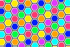 Colorful hexagonal pattern fills the space with vibrant hues and geometric shapes creating an engaging visual effect vector
