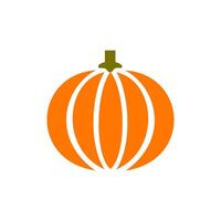 Bright orange pumpkin with distinct ridges, suitable for autumn decorations and Halloween festivities in a garden setting vector
