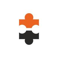 Puzzle piece design featuring orange, black, and white colors representing unity and collaboration in creative projects vector