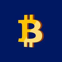 Bitcoin symbol graphic designed with bold colors on a blue background for digital currency representation vector