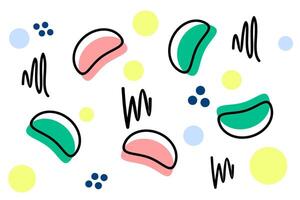 Colorful abstract pattern with playful shapes featuring vibrant curves and dots on a white background vector