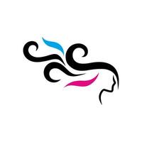 Stylized silhouette of a woman's profile with flowing hair and vibrant colors representing beauty and style vector