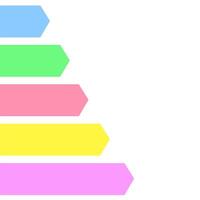 Colorful arrows arranged in a pyramid shape on a white background showcasing a visual representation of progress or hierarchy vector