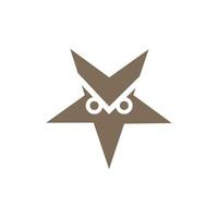 Unique geometric star design featuring owl eyes in shades of brown and beige against a clean background vector