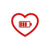 Heart symbol with battery icon illustrating the concept of energy and emotional wellness in modern life vector