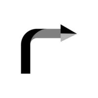Directional arrow indicating right turn on a clear background for navigation purposes vector