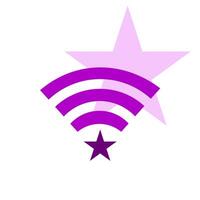 Icon representing wireless connectivity with star features and a stylish purple design on a white background vector
