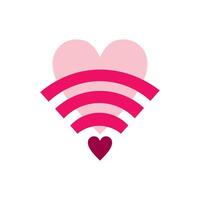 Symbol representing love and connectivity with a heart and Wi-Fi signal design vector