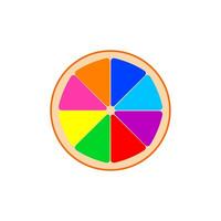 Colorful circular design resembling a fruit slice with vibrant segments representing different colors in a creative layout vector