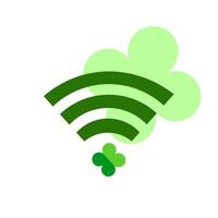 Symbol of connectivity featuring green shades with shamrock shapes, representing the blend of technology and nature vector