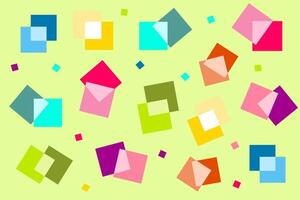 Colorful geometric shapes create a vibrant pattern on a light green background showcasing a playful design vector