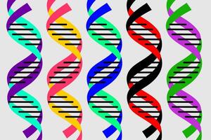 Colorful DNA strands represent genetic diversity and the complexity of life forms in a scientific illustration vector