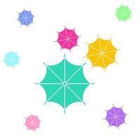 Colorful umbrellas floating against a white background creating a vibrant and playful atmosphere vector