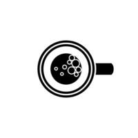 Creative abstract representation of a beverage in a circular cup with bubbles above the surface vector