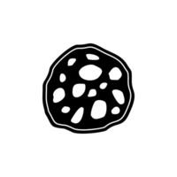 Unique black and white abstract shape resembling a cookie or sausage with holes and irregular patterns vector
